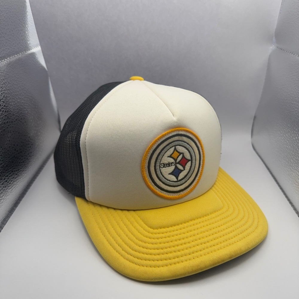 Vintage Mitchell & Ness Pittsburgh Steelers Trucker Hat Snapback Tri-Color NFL